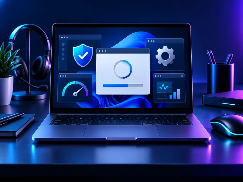 Computador recibiendo mantenimiento y optimización de software